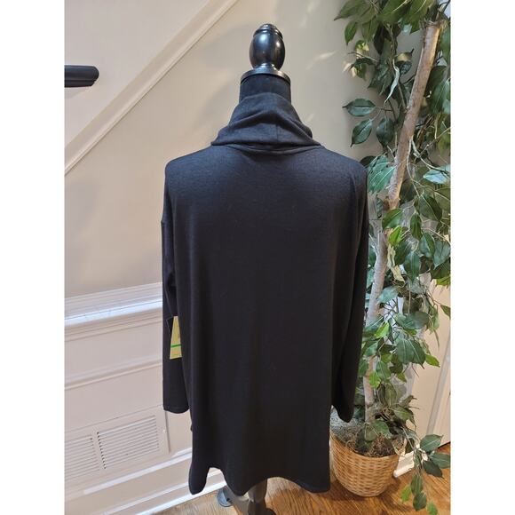 Multiples Sweater Women's Large Black Cowl Neck Long Sleeve Ruffle Hem Stretch - Picture 8 of 13